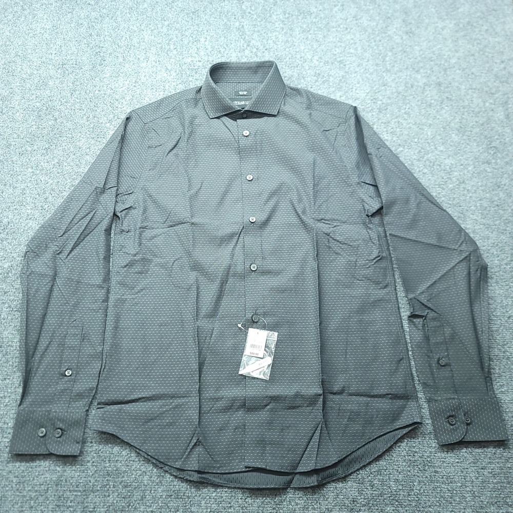 Awearness Kenneth Cole Mens Slim Fit Non-Iron Dress Shirt Gray 15.5 34/35